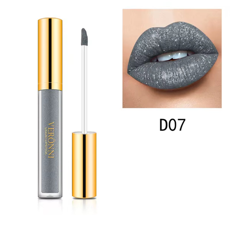 VERONNI Diamond Shine Lip Gloss – 10 Irresistible Shimmer Shades with Waterproof, Long-Lasting Metallic Velvet Finish