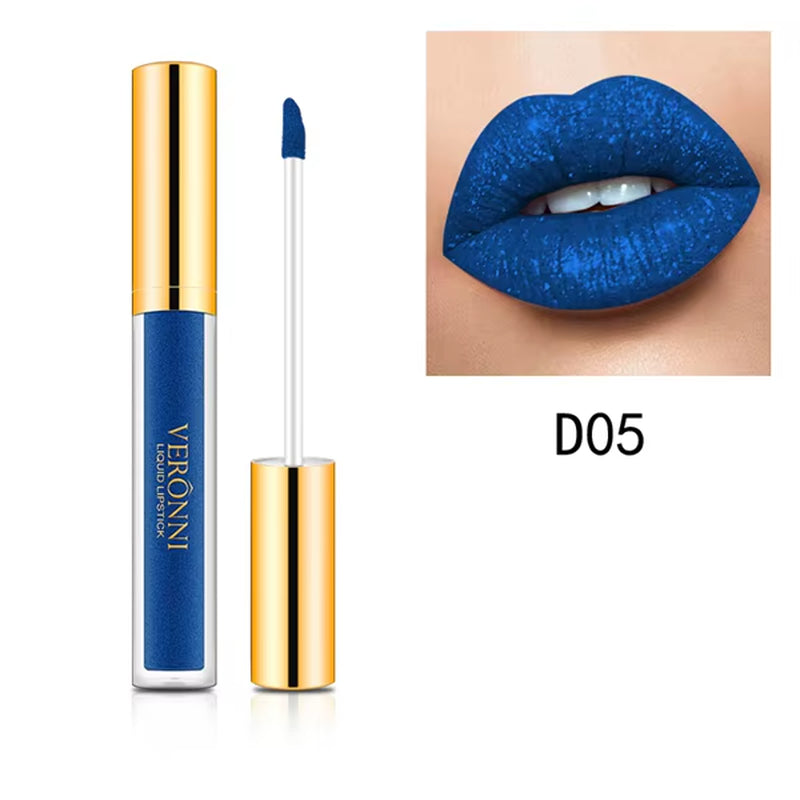 VERONNI Diamond Shine Lip Gloss – 10 Irresistible Shimmer Shades with Waterproof, Long-Lasting Metallic Velvet Finish