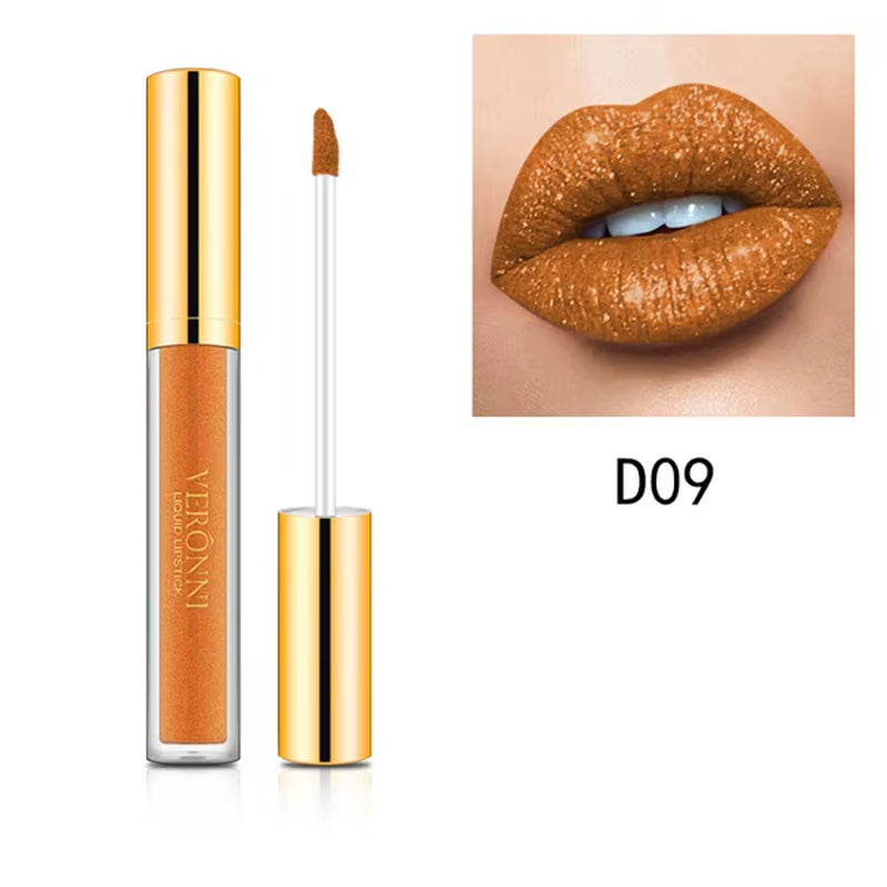 VERONNI Diamond Shine Lip Gloss – 10 Irresistible Shimmer Shades with Waterproof, Long-Lasting Metallic Velvet Finish